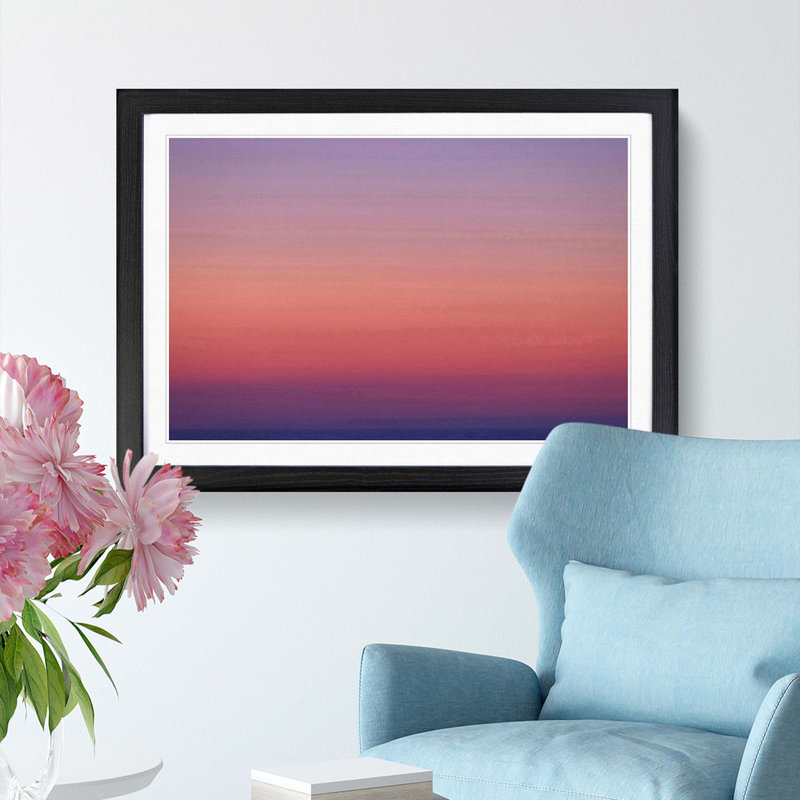Pink Horizon - Picture Frame Painting Print, Black Framed, 27cm H x 36cm W x 2cm D