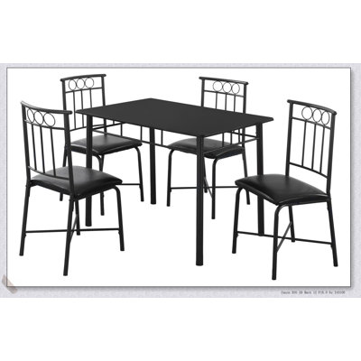 Ensemble de table de salle à manger compact 5 pièces avec structure en métal noir et chaises en similicuir, parfait pour les petits espaces et les intérieurs modernes