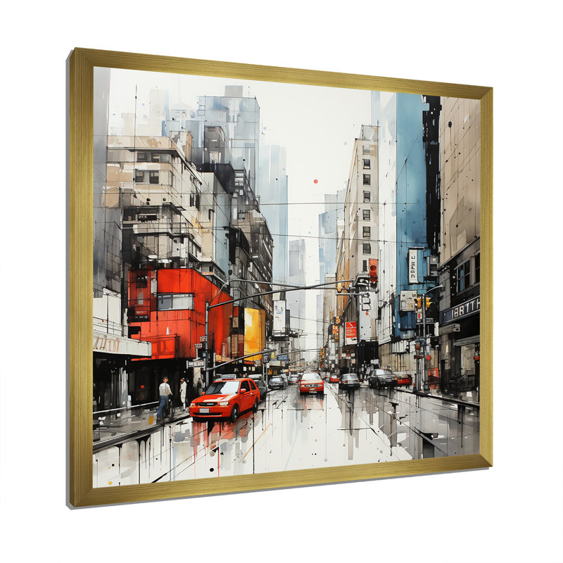 «The Last City Of The Futur III - Science Fiction», art mural, Cadre flottant doré, H 30 po x l 30 po x P 1,5 po