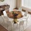 Table de salle à manger ronde de 53 pouces de luxe avec plateau en verre fumé, table de cuisine moderne pour 4 à 8 personnes, base en acier inoxydable doré et assemblage facile, table de petit-déjeuner peu encombrante pour les appartements
