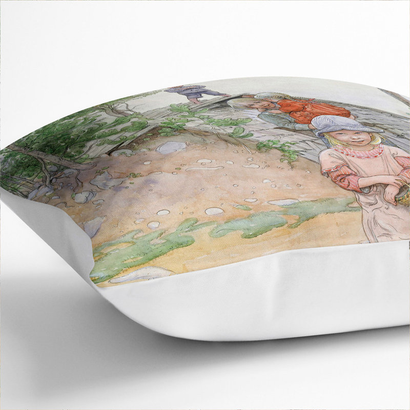 Children By The Cellar Square Throw Cushion, White, 55cm H x 55cm W x 20cm D