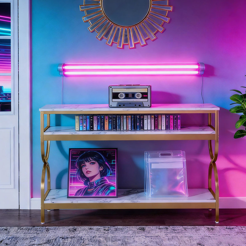 Console en faux marbre, table d'appoint à 3 niveaux pour vestibule de vestibule | Idée de cadeau