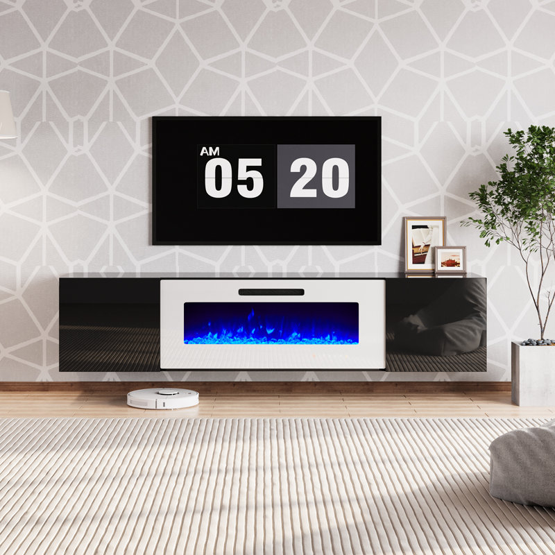 Meuble télé Bhhatu Highgloss, 80", Noir / blanc