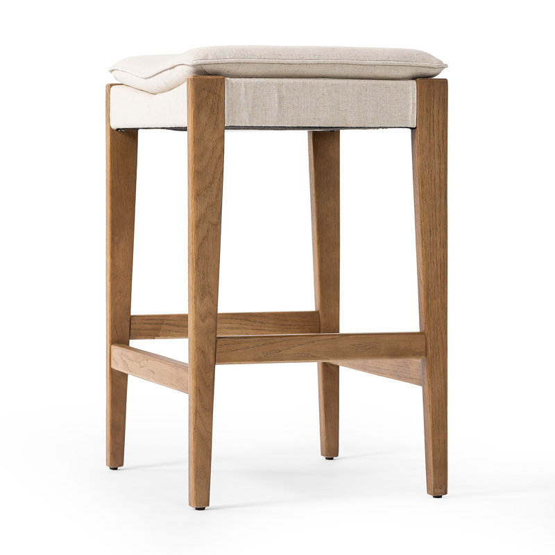 Natural Oak and Flax Backless Counter Stool