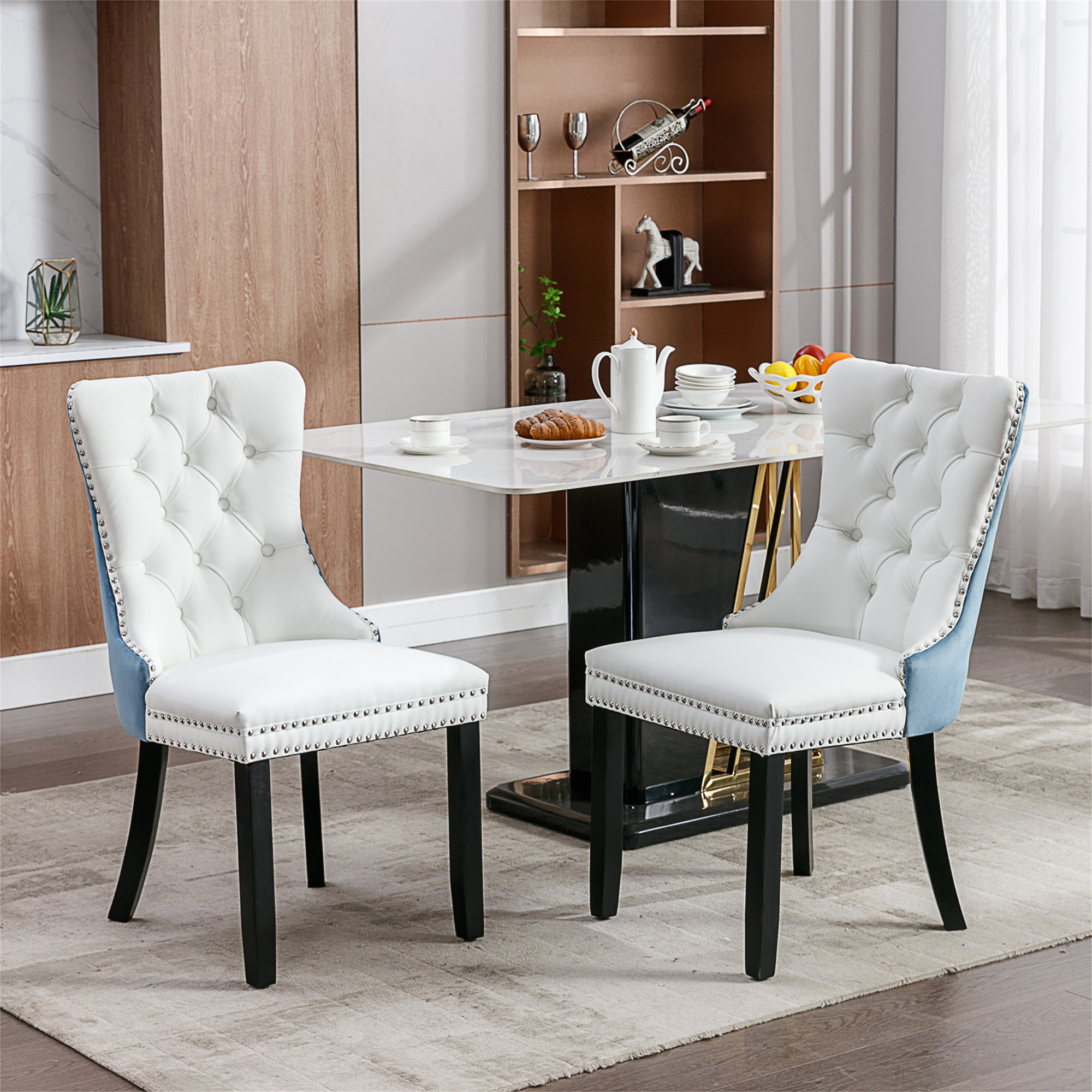 Dining set with tufted chairs hot sale