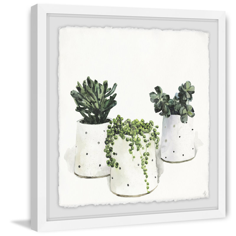 «Dots Pots», reproduction d'aquarelle encadrée, H 32 po x l 32 po x P 1,5 po