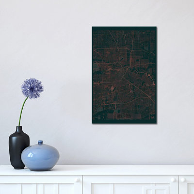 Houston Infrared Urban Blueprint Map by Hubert Roguski - Wrapped Canvas Painting