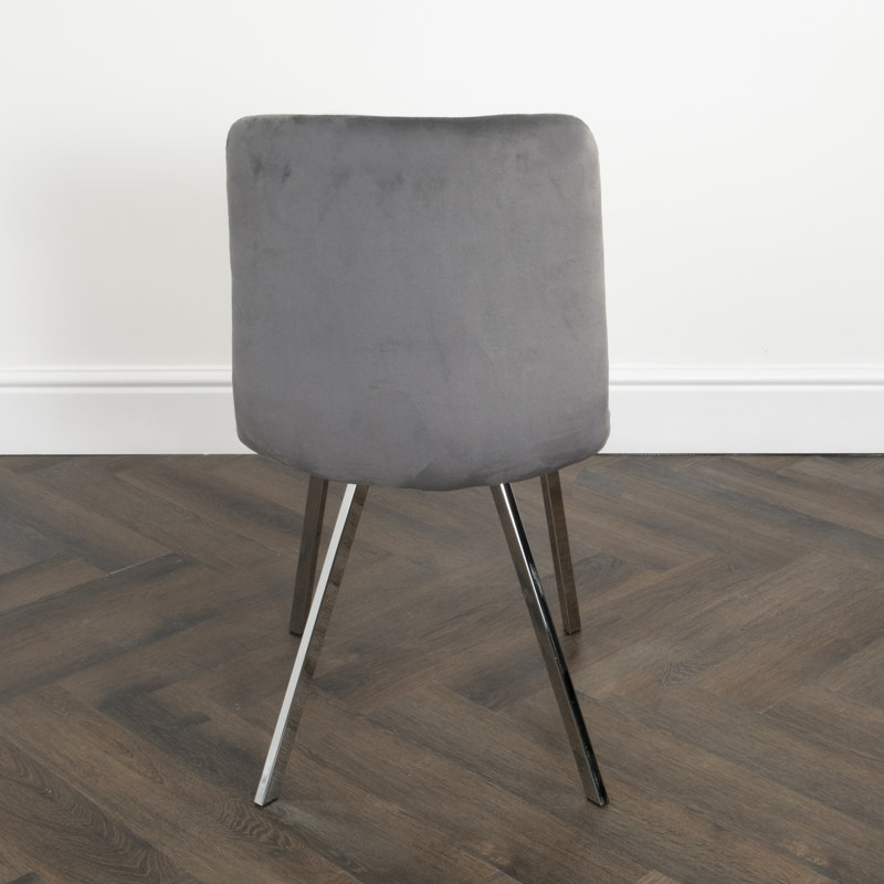 Parkton Tufted Side Chair, Grey, Chrome
