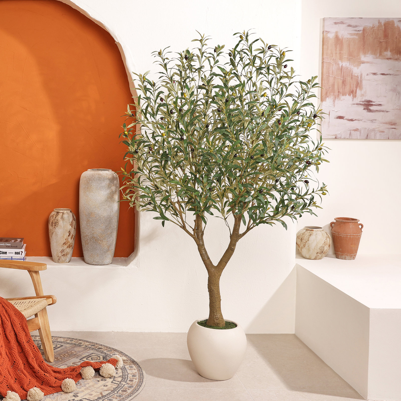 Tasmin Artificial Olive Tree in White Planter, 72