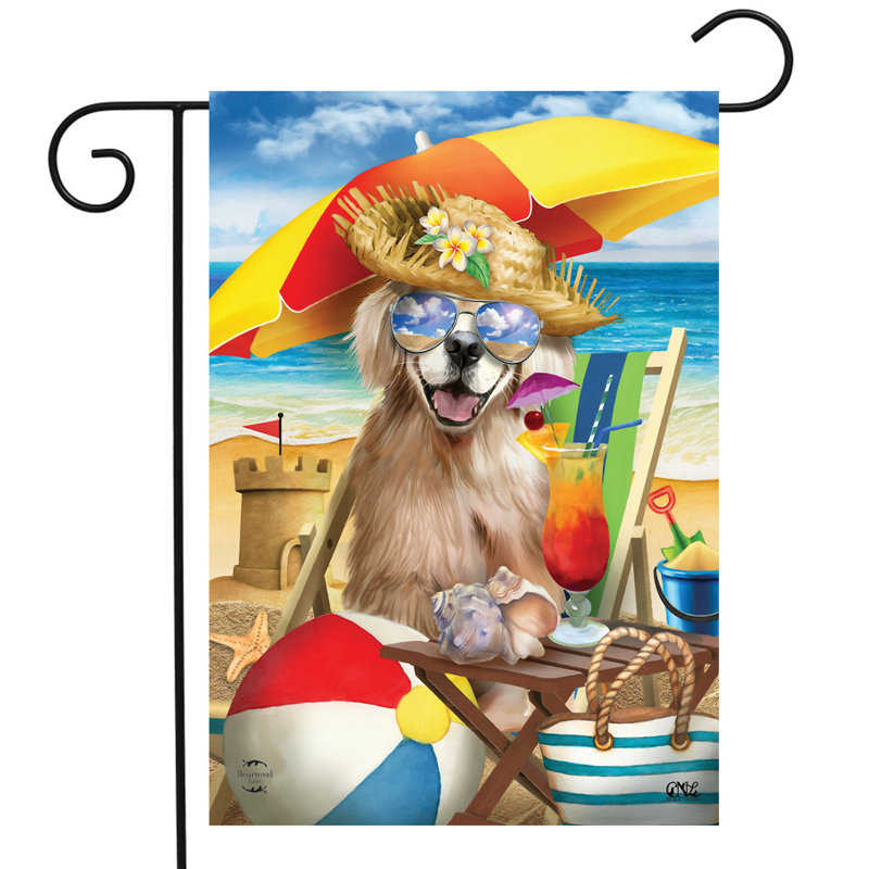 Drapeau de jardin plage et chien