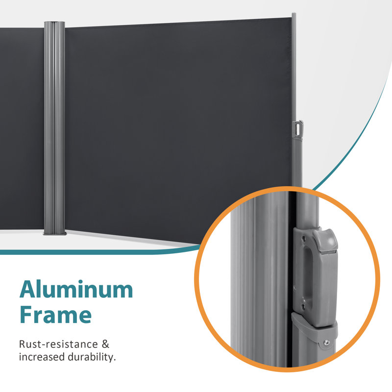 Gray 71'' x 236'' Retractable Aluminum Patio Awning
