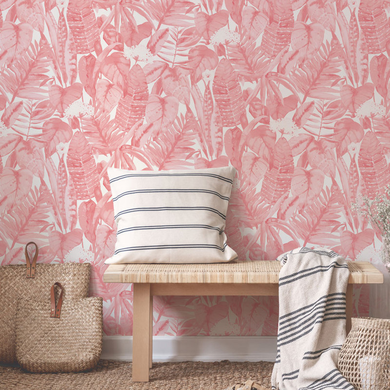 Waloo 16.5' L x 20.5" W Peel and Stick Wallpaper Roll, Pink Lemonade
