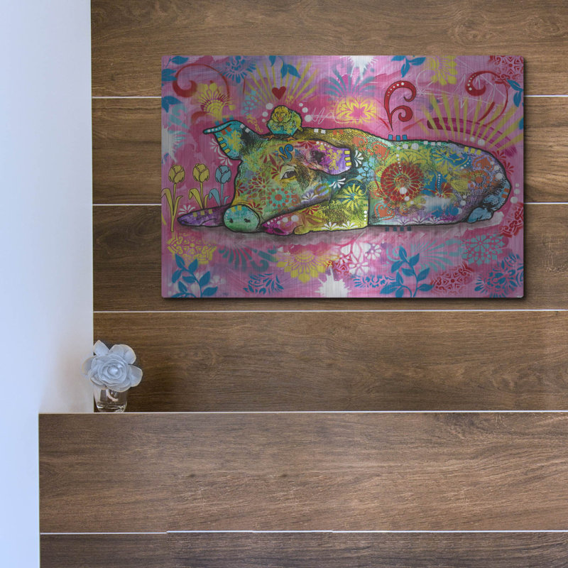 Art mural en métal Red Barrel Studio® «Sleepy Piggy» par Dean Russo, H 12 po x l 16 po