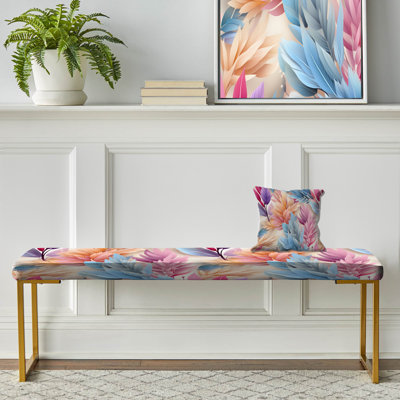 Banc floral rembourré or