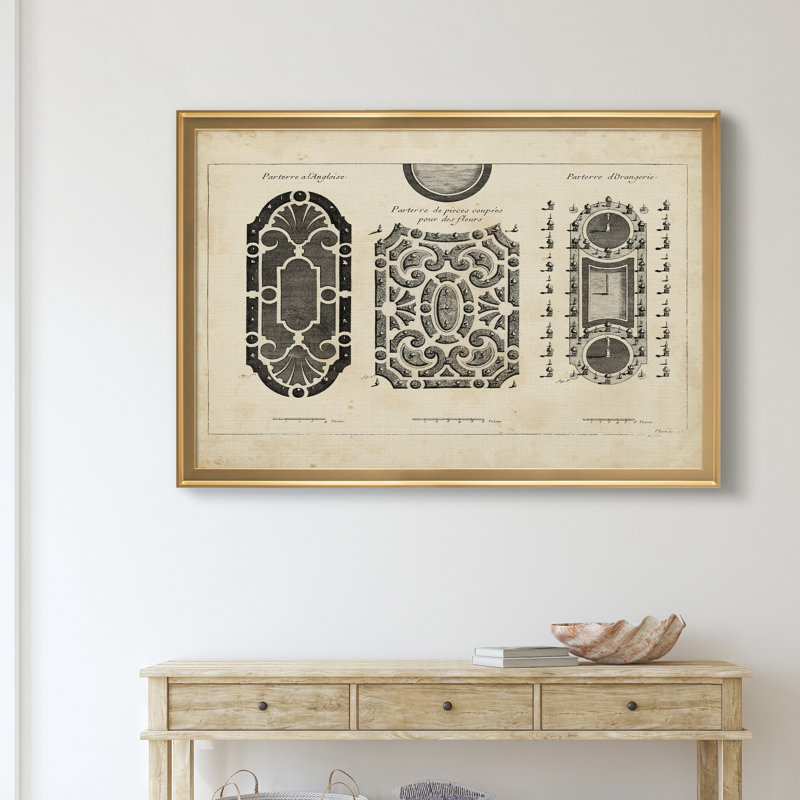 «Garden Parterre II», reproduction d'art graphique sur toile, H 26,5 po x l 36,5 po x P 1,5 po, Doré
