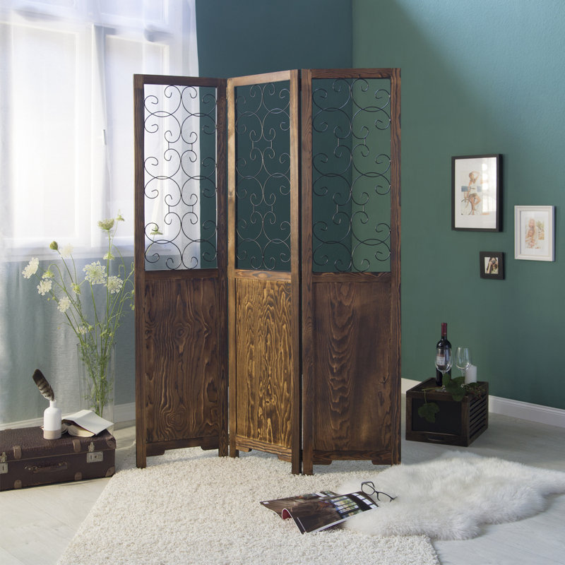 Attleborough 120cm W x 170cm H 3 - Panel Solid Wood Folding Room Divider