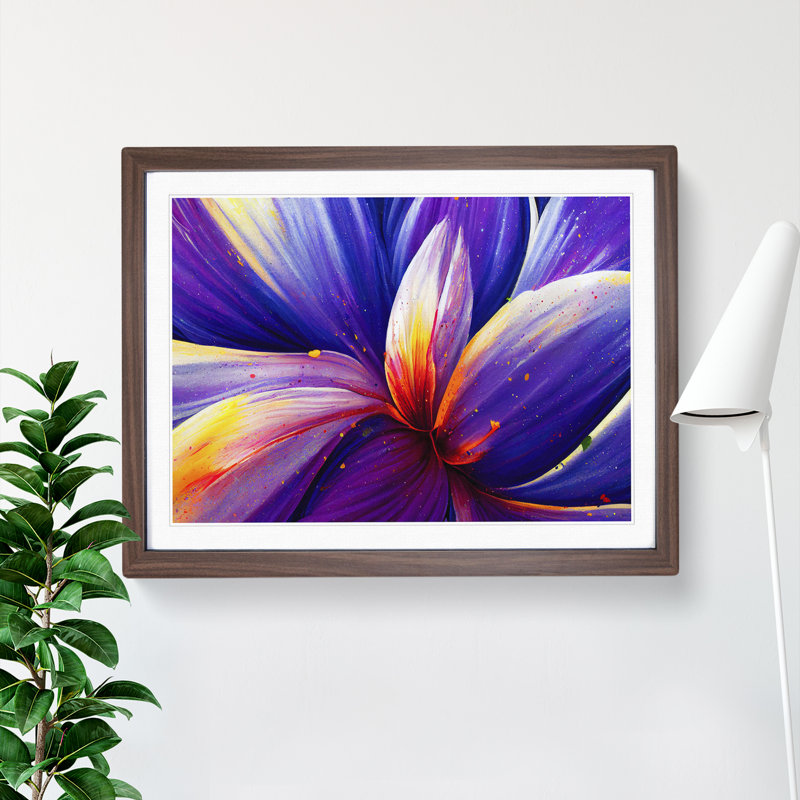 Colourful Iris Flower Vol.1 Abstract - Print, Walnut Framed, 34cm H x 46cm W x 2cm D