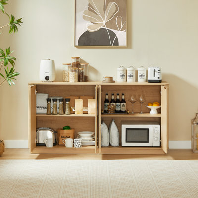 63" Curved Buffet Cabinet Sideboard With Stoarge