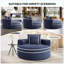 Canapé modulaire avec méridienne - canapé-lit rond avec canapés en mousse à mémoire de forme pour le salon, canapé en nuage avec trois coussins, bleu-129894047