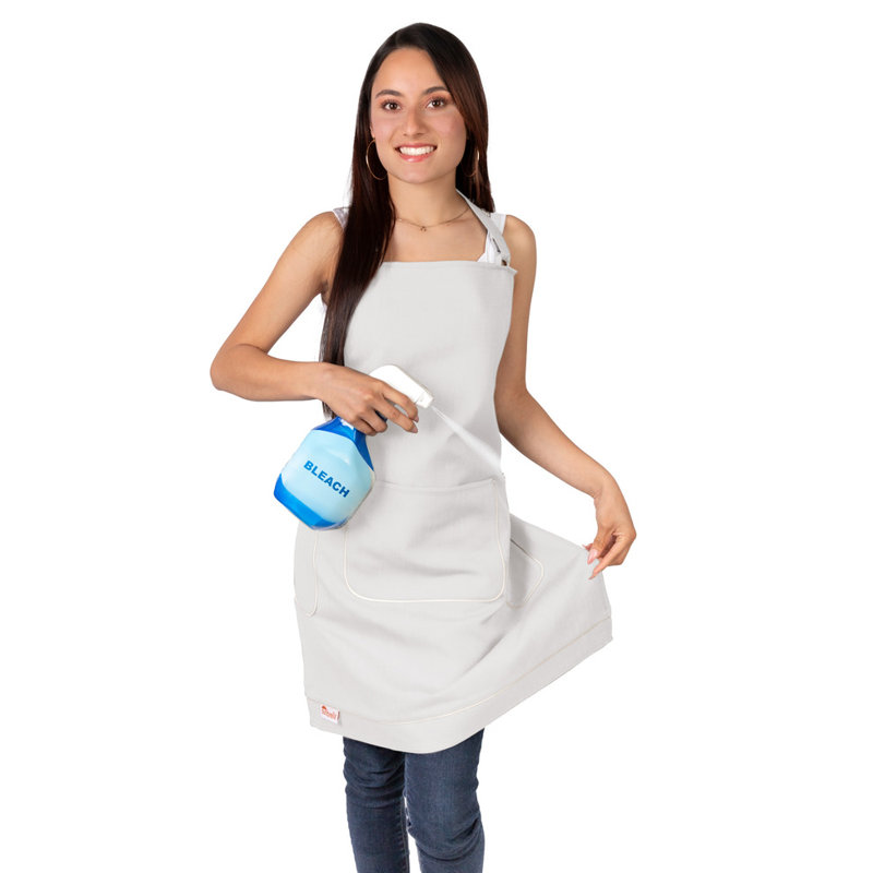 Sunbrella By Gracie Oaks Apron 24" X 28", With 23" Adjustable Neck Strap, With Pockets, Stain Resistant, Eggshell