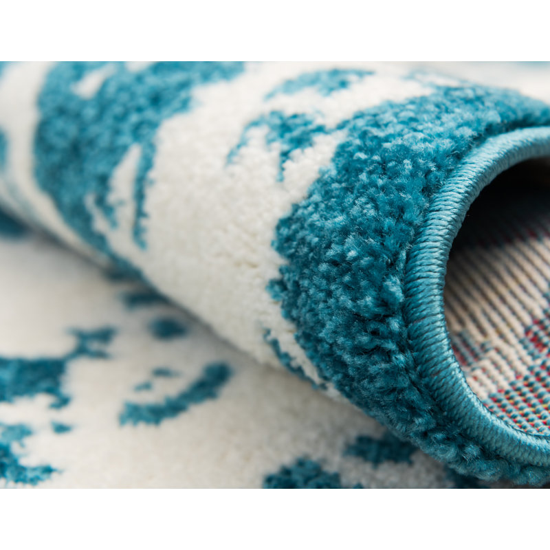 Tapis bleu Walmoor Ikat, Rond 3 pi 3 po