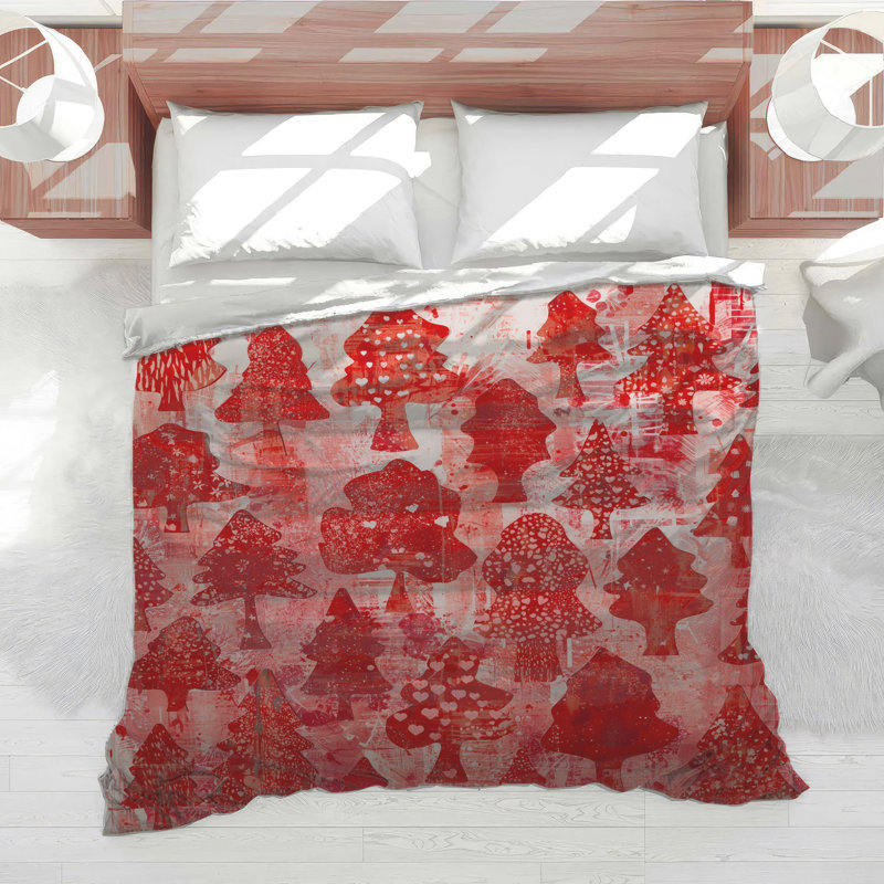 Red Christmas Trees Comforter, King