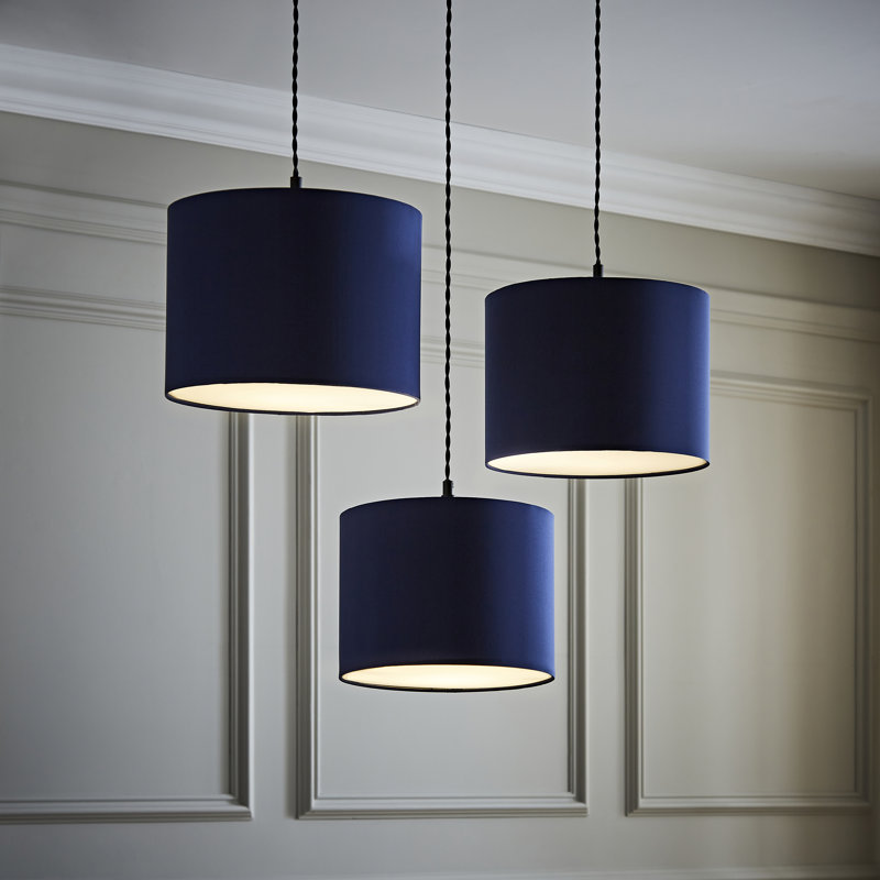 22cm H Blended Fabric Drum Pendant Shade, Navy