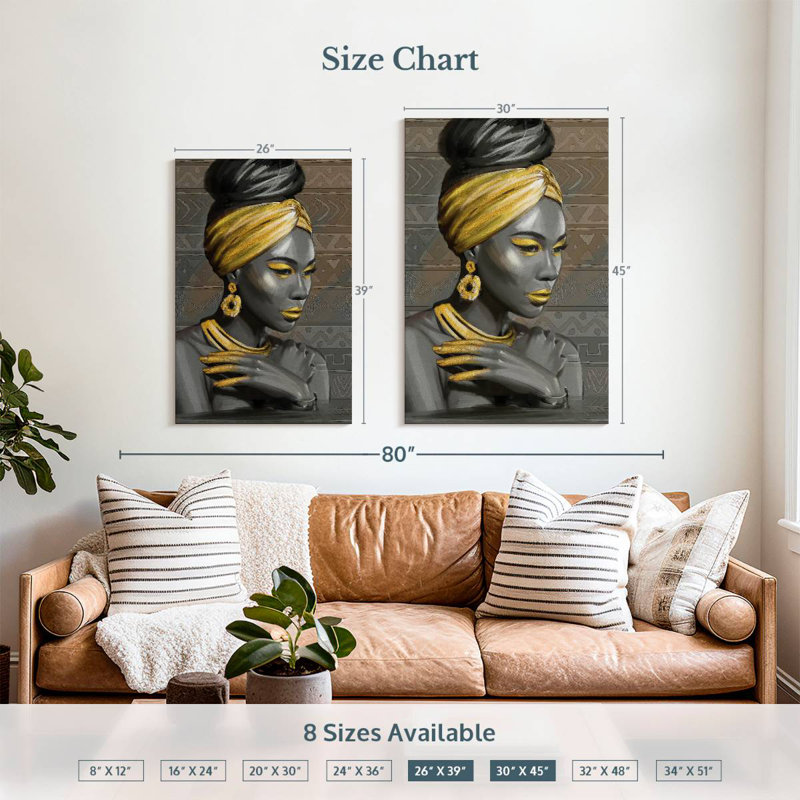 Leisha Golden Tribal Beauty, 39" H x 26" W