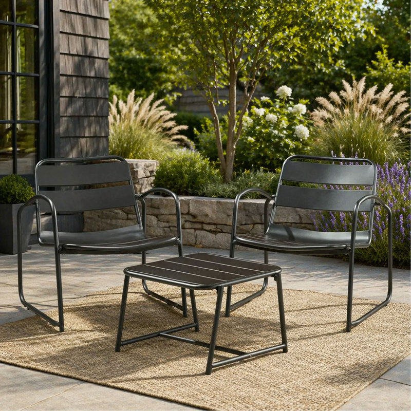 Ensemble de conversation d'extérieur - Siège confortable pour une conversation détendue, Matte Black