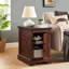 Table de bout Farmhouse Table de bout rectangulaire Farmhouse avec porte de grange et tablette de rangement réglable, table d'appoint rustique pour salon-2125119626