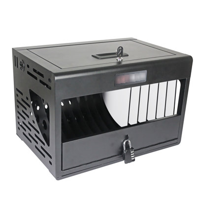Locked Charging Cabinet For 16 Laptops, - Black Finish Locking Station Laptops &