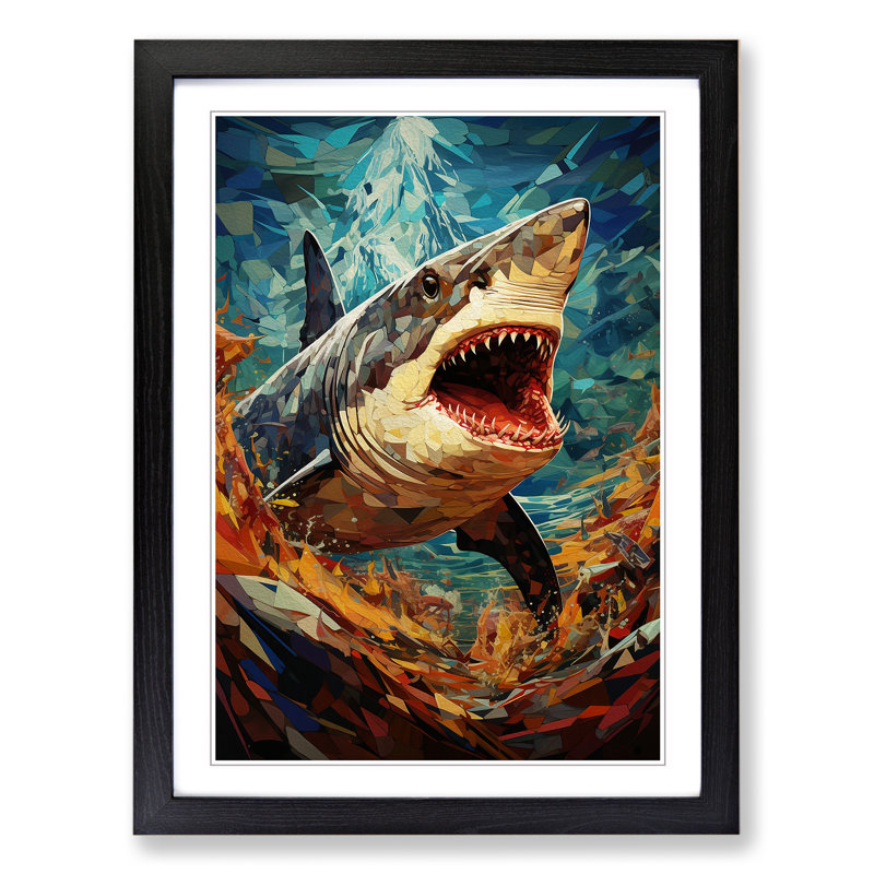 Shark Orphism Framed Print, Black Framed, 64cm H x 46cm W x 2cm D
