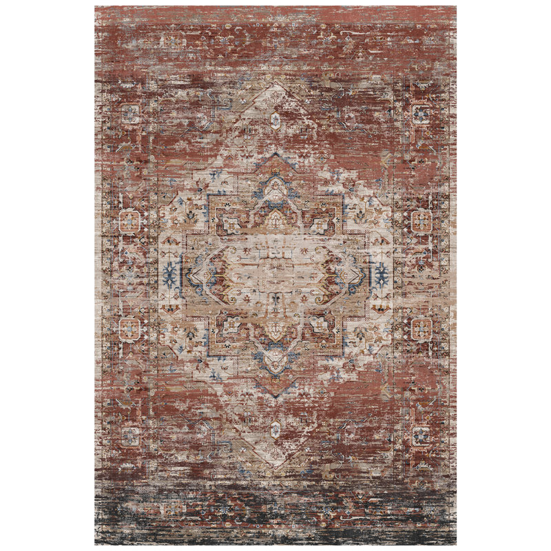 Bimlesh Rectangle Reddish brown Area Rug - Washable, Foldable, Non-Slip Area Carpet for Living Room, Rectangle 5' x 8'