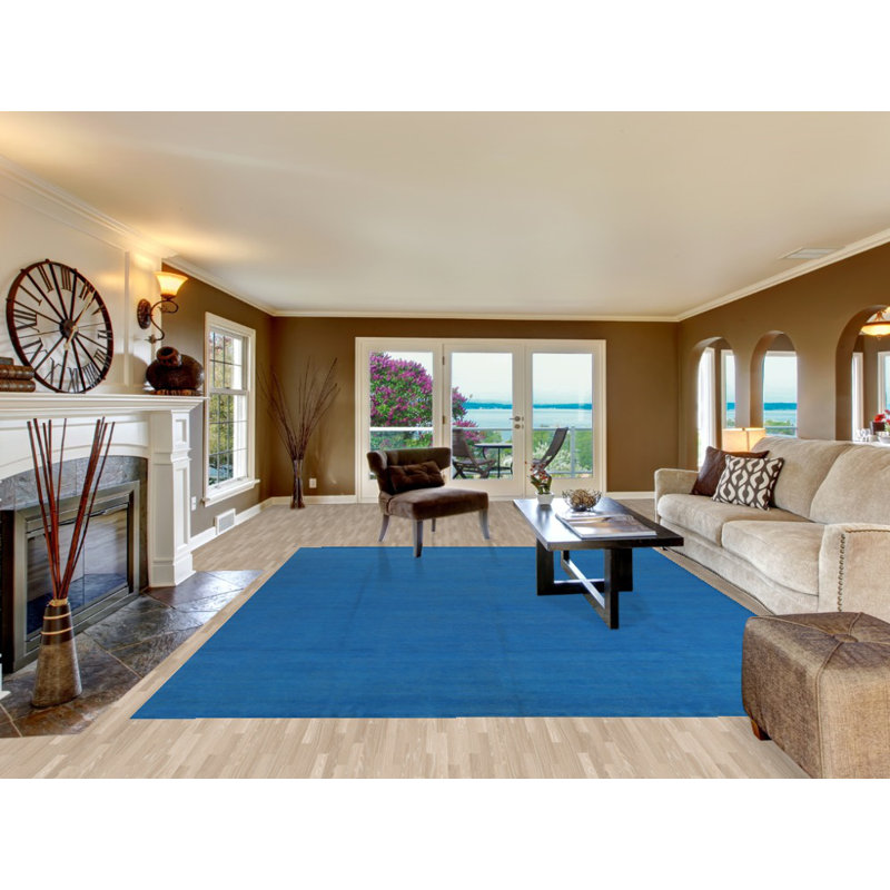 Tapis moderne bleu uni Gabbeh