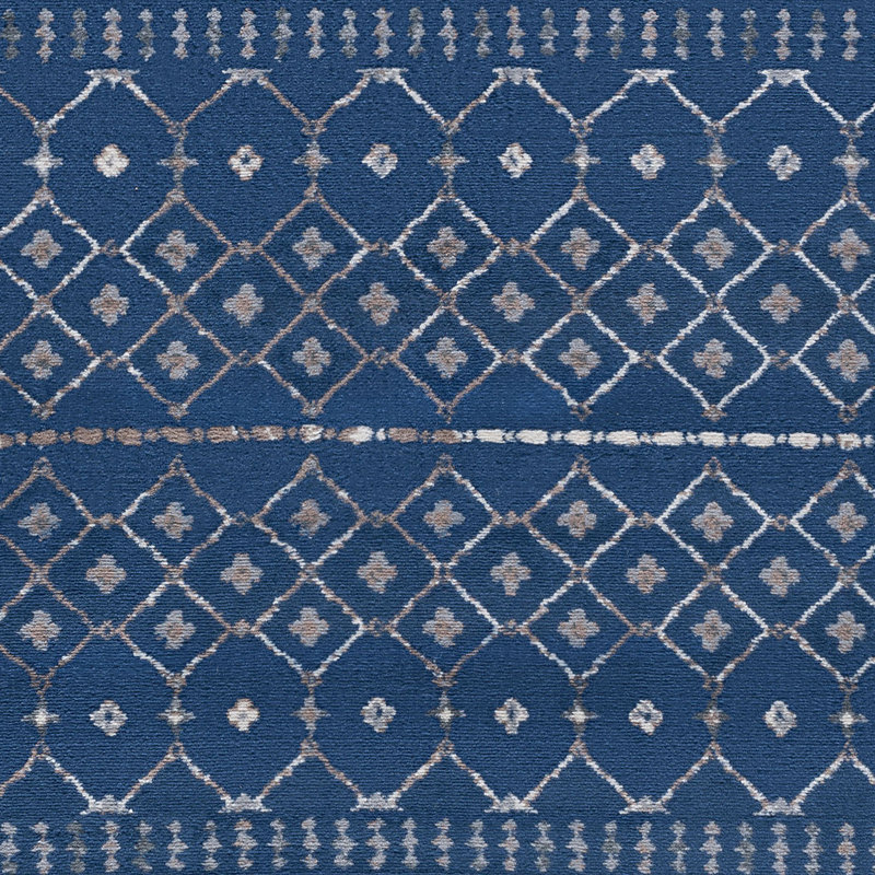 Modern Farmhouse Moroccan Geometric Dark Blue Area Rug, Round 7'10"