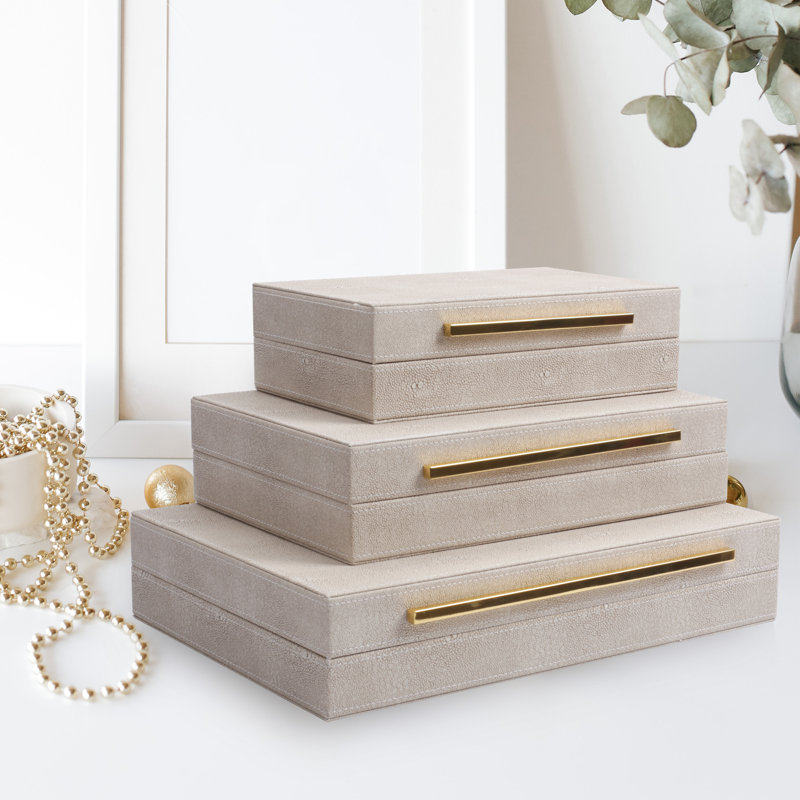 3 Piece Handmade Faux Leather Decorative Box Set
