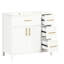 Meuble-lavabo de 36 po avec lavabo en bois massif et trou de robinet de 8 po, 2 portes, 3 tiroirs, lavabo blanc - blanc, armoire à deux portes et trois portes en céramique