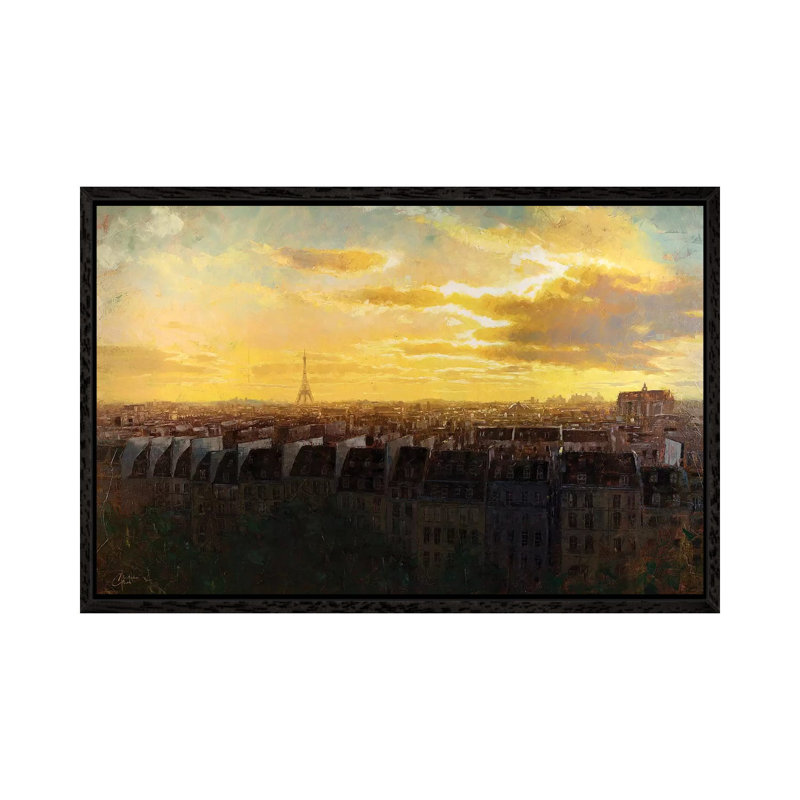 Paris Rooftops by Christopher Clark - Floater Frame Print on Canvas, 101.6 cm H x 66.04 cm W, Black Framed Canvas