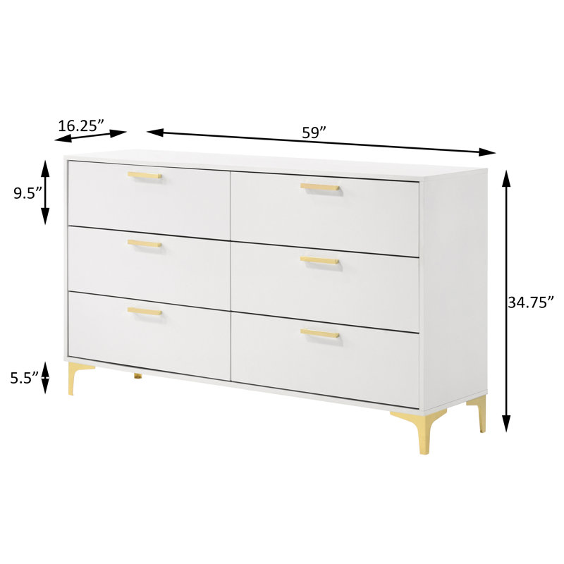 Commode double 6 tiroirs Pershore