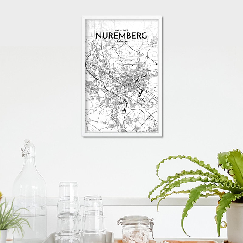 Impression sur la carte de la ville,, H 17 po x l 11 po, Noir et blanc