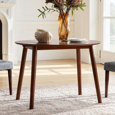 Fabiola Mid-Century Modern 42" W Solid Wood Legs Round Dining Table