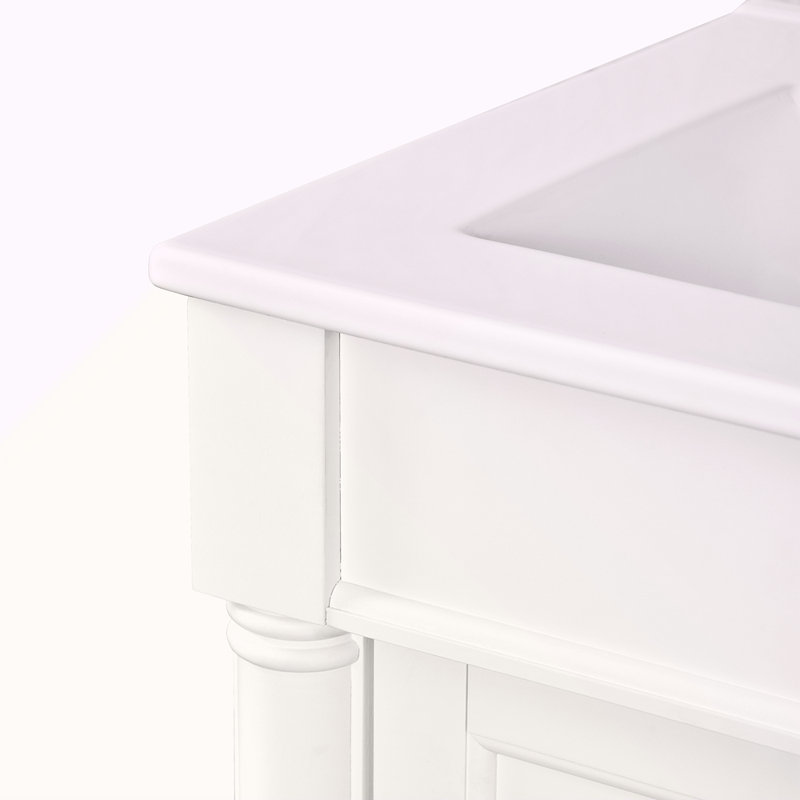 Meuble-lavabo 24 po avec lavabo supérieur, meuble de rangement moderne à 2 niveaux, meuble-lavabo simple, grandes tablettes de rangement