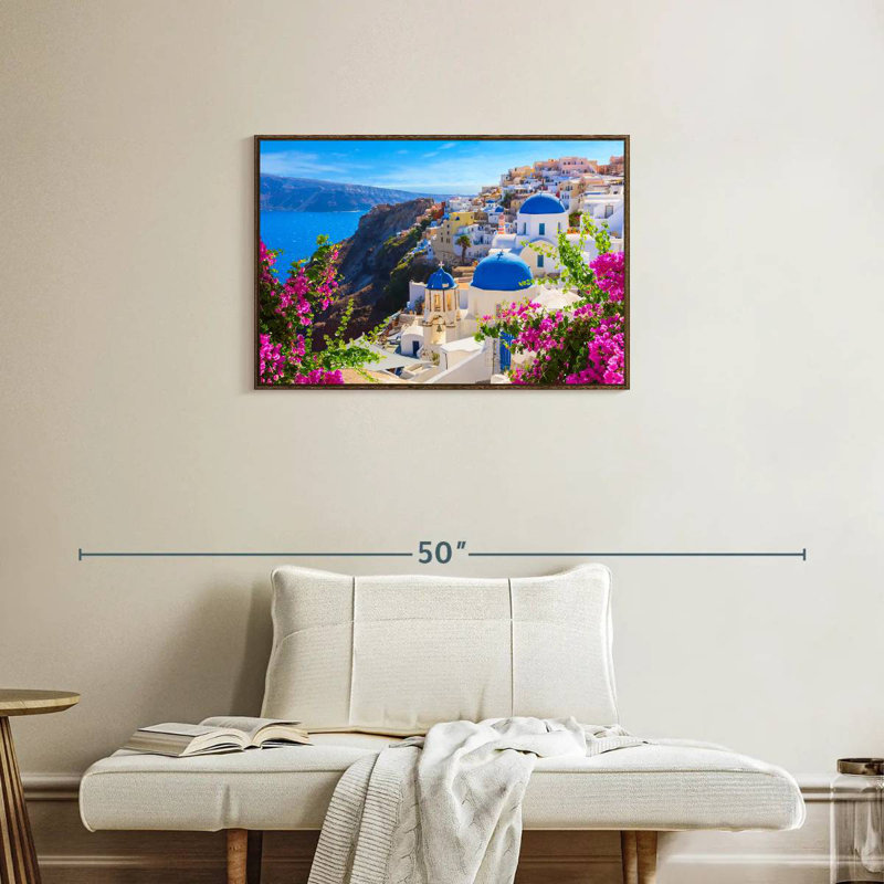 Perspectives d'Oia, Cadre flottant noyer, 31 po x 21 po