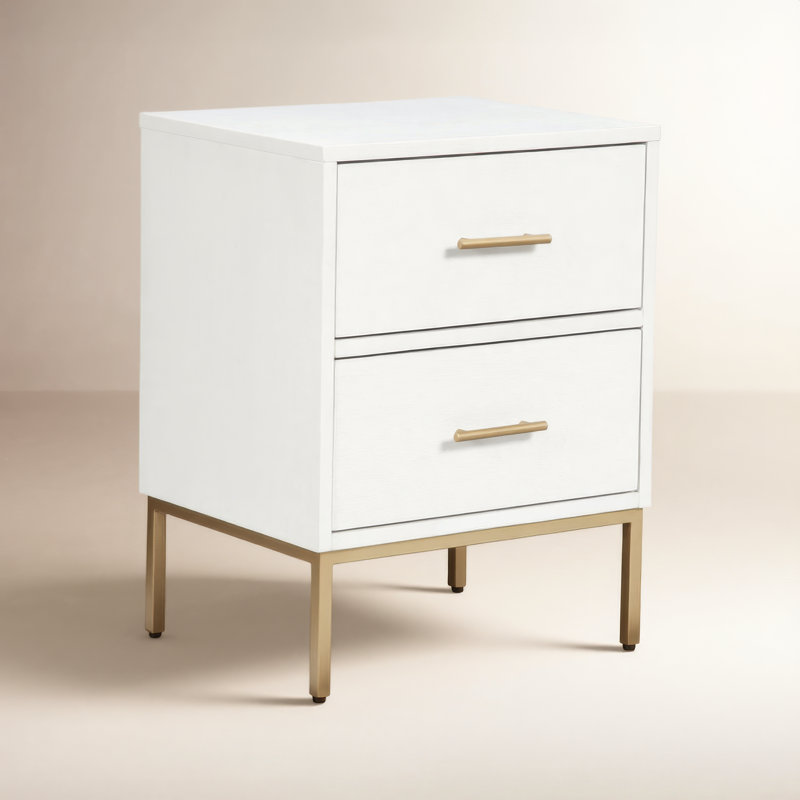 Marino Two Drawer Nightstand, White