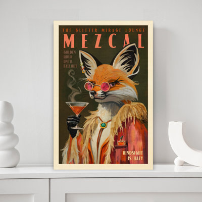 Mezcal Fox Print. Vintage Alcohol Posters A Cocktail Decor Retro Vintage Fox Wall Art