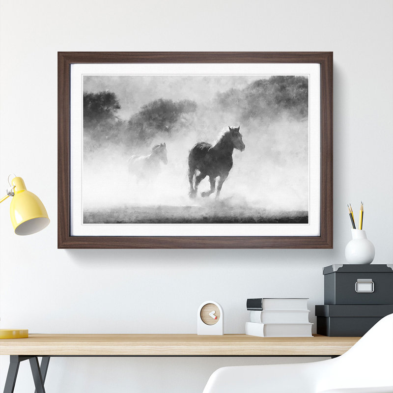 Horses - Picture Frame Painting Print, 24cm H x 33cm W x 2cm D, Walnut Framed