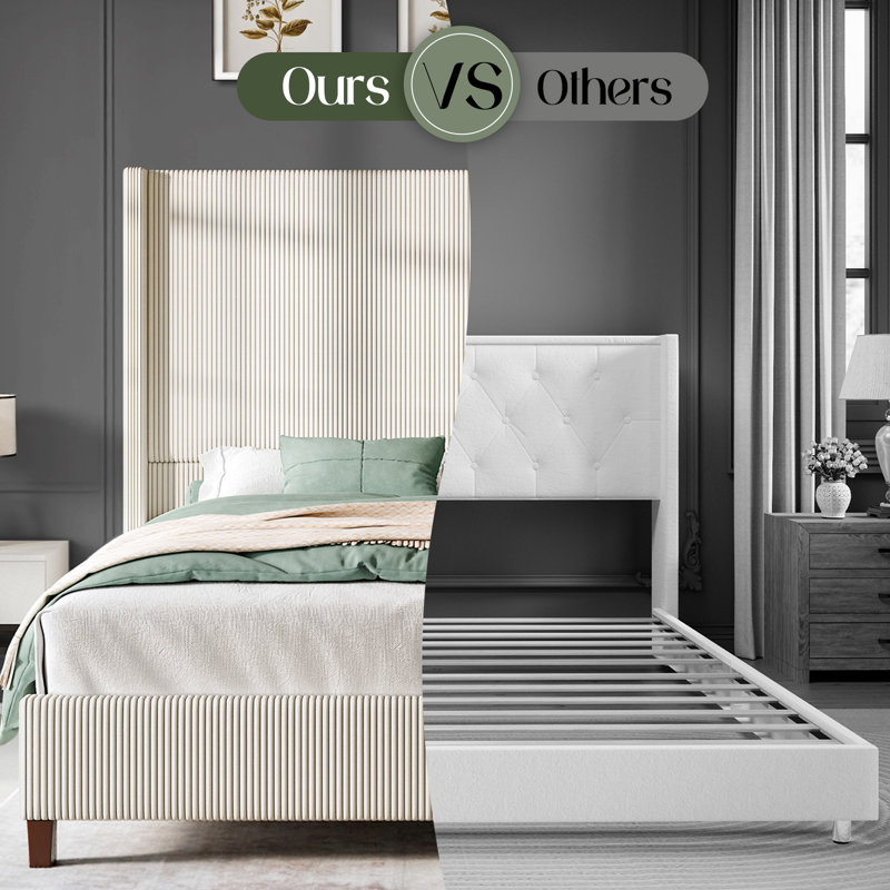 Dunwoody Upholstered Wingback Platform Bed