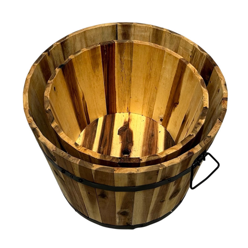 Pot à fleurs en bois 2 pièces Heffron, Naturel