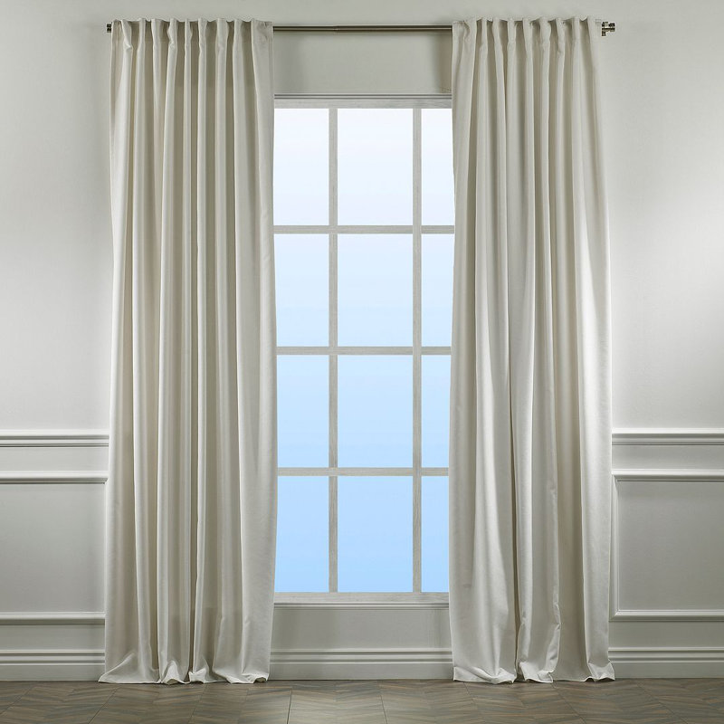 Polyester Semi Sheer Curtain Single Panel, 52" W x 108" L, Ecru/Cream