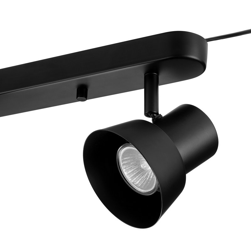 22 Inch 3-Light Matte White Plug-In Track Lighting with Pivoting Track Heads, Black